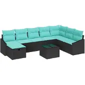 vidaXL Tuinset met 9 zitplaatsen, polyrotan