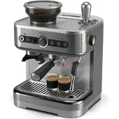 Philips Barista Brew, PSA3218/01 - Semi-automatische espressomachine, 15 bar, verse bonen, 58 mm filterdrager, roestvrijstalen melkkan, Americano-knop, 1350 W - Grijs