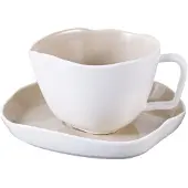 Bricard Bonnes Koffieset - 12-delig - Wit/Taupe - 225ml - Porselein - Koffiekopjes