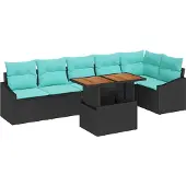 vidaXL Tuinbank Set 7 st 6-Aantal zitplaatsen Zwart en Teal