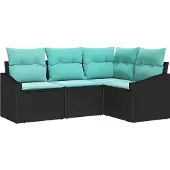 vidaXL Bankstel 4 st Zwart poly rattan