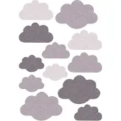 BUOKIDS grijze wolken muurstickers, set van 12
