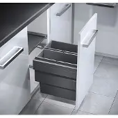 Hailo AS Cargo Synchro afvalsysteem voor kastbreedte 45cm grijs 36 liter (18+18)