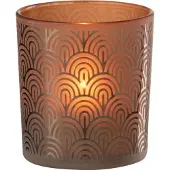 J-Line windlicht Boog - glas - oranje - small - 4 stuks