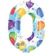 Amscan Grote "0" Ballon & Serpentines Folie Ballon 66 x 88 cm