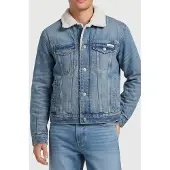 Calvin Klein 90s Sherpa Trucker Jacket Tinted Thundra Maat: L | Spijkerjassen Outlet | Heren | Blauw