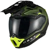 NEXX X.Rally Carbon Raid, avonturenhelm ,Donkergroen/Neon-Geel/Zwart ,XL