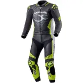 MUGENRACE Impegnato Zwart Wit Neon Geel Geperforeerd 2-Delig Motorpak Maat 52