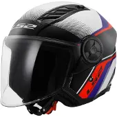LS2 OF616 Airflow II Rush Wit Blauw Rood Jethelm Maat 2XL
