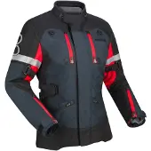 Bering Halifax 17353 waterdichte damesmotorfietsjas, zwart/anthraciet/rood, maat 42