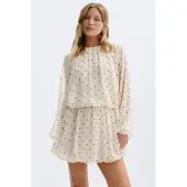 Gina Tricot  - Chiffon dress - Jurken met lange mouwen - Wit - S - Dames