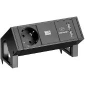 Bachmann DESK2 1x geaard stopcontact 1x USB oplader, zwart