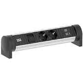Bachmann CYCLE Bureau 2xCEE7/3 1xschakelaar 1xUSB A/C 22W 0,2m GST18