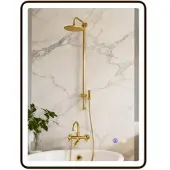 HOMCOM Badkamerspiegel-Veiligheidsglas, Metaal-80L x 5B x 60H cm-Zwart