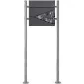 ML-Design Staande brievenbus met krantenvak 37x36,5x11 cm antraciet/zwart marmerlook gemaakt van staal ML design, modern driehoekig ontwerp, stahoogte 120cm zilver dubbele voet