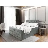 Masseno Boxspring FONDI 180x200 cm met matras en topper, bedkasten - Lichtgrijs