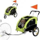 PawHut Hondenfietskar-Staal, 600D Oxford stof-154L x 71B x 104H cm-Groen