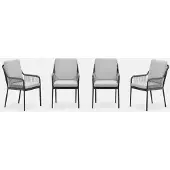 Garden Impressions Raxa tuinstoelen set van 4 carbon black / rope taupe