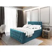 Masseno Boxspring FONDI 140x200 cm met matras en topper, bedkasten - Blauw