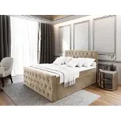 Masseno Boxspring FONDI 140x200 cm met matras en topper, bedkasten - Beige