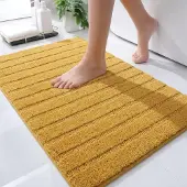 Casilin Badmat Antislip 60x100cm California - Waterabsorberende Badkamermat - Wasbaar en Sneldrogend - Voor Douche en Bad - 100% Katoen - Rechthoek - Oker, Geel