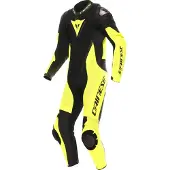 Dainese Demon Sprint, leren pak 1st. ,Zwart/Neon-Geel ,46