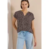 Cecil Dames Blouse met hangende schouder en print in Bruin, Gr: XXL