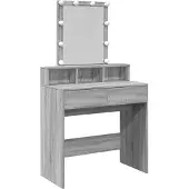 vidaXL Kaptafel met LED 80x41x144,5 cm grijs sonoma eikenkleurig