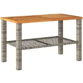 vidaXL Tuintafel 70x38x42 cm poly rattan en acaciahout grijs