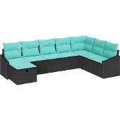 vidaXL Tuinbank Set 8 st poly rattan
