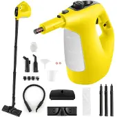 Costway stoomreiniger, 2 bar stoomdruk, 1 minuut opwarmtijd, 1400W vermogen, 400 ml tank. Handheld stoomreiniger met 14 accessoires, kleur: geel
