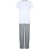 Towel city Dames/Dames Heather Lange Pyjama Set (Wit/Heathergrijs)