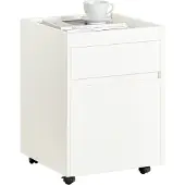 SoBuy Bijzettafel met 2 Laden, Wit, 40x40x54 cm