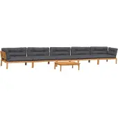 vidaXL 6-delige Loungeset pallet met kussens massief acaciahout