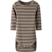 Name it BABY modal gestreepte romper - bruin Jongens/Meisjes Stretchkatoen Ronde hals - maat 68