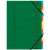Exacompta 8x Sorteermap met vaste rug en elastosluiting - 12 indelingen - Groen - 54123E