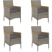 vidaXL 5-delige Tuinset met kussens poly rattan grijs