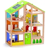 Hape Large Wooden Dollhouse With Furniture Doll Veelkleurig Kinderen