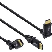 InLine HDMI High Speed-kabel met Ethernet, haakse stekker, zwart, 0,5m