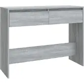 vidaXL Wandtafel 100x35x76,5 cm bewerkt hout grijs sonoma eikenkleurig