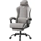 Songmics Ergonomische gamingstoel met vering en voetensteun, Duifgrijs