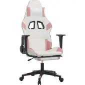 vidaXL Gamestoel met voetensteun kunstleer wit en roze