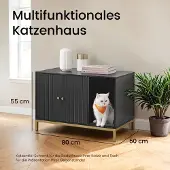 Feandrea Kast voor kattenbak, zwart + goud / 80x50x55cm