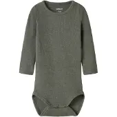 Name it BABY romper met textuur - olijfgroen Jongens/Meisjes Stretchkatoen Ronde hals - maat 86