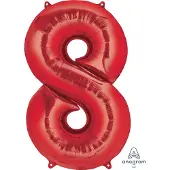 Amscan Grote "8" Rode Folie Ballon 53 x 83 cm