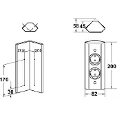 Thebo Stopcontacten, Hoekcontactdooselement BODA 2f wandcontactdoos, zwart, 2m