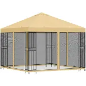 vidaXL Tuin gazebo met zijwanden 3 x 3 m Crèmekleurig