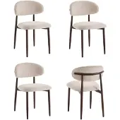 Furnihaus Eetkamerstoelen Set van 4 of 6 - Celia Beige Walnoot - Japandi Eetkamerstoelen - Santi Stoelen voor Eetkamer