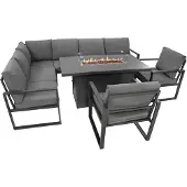 Monster Aluminium tuinmeubelset voor 7 personen, inclusief vuurkorf