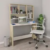 Prolenta Maison Exclusive - Bureau met planken, wit Sonoma-eikenhout, 110x45x157 cm